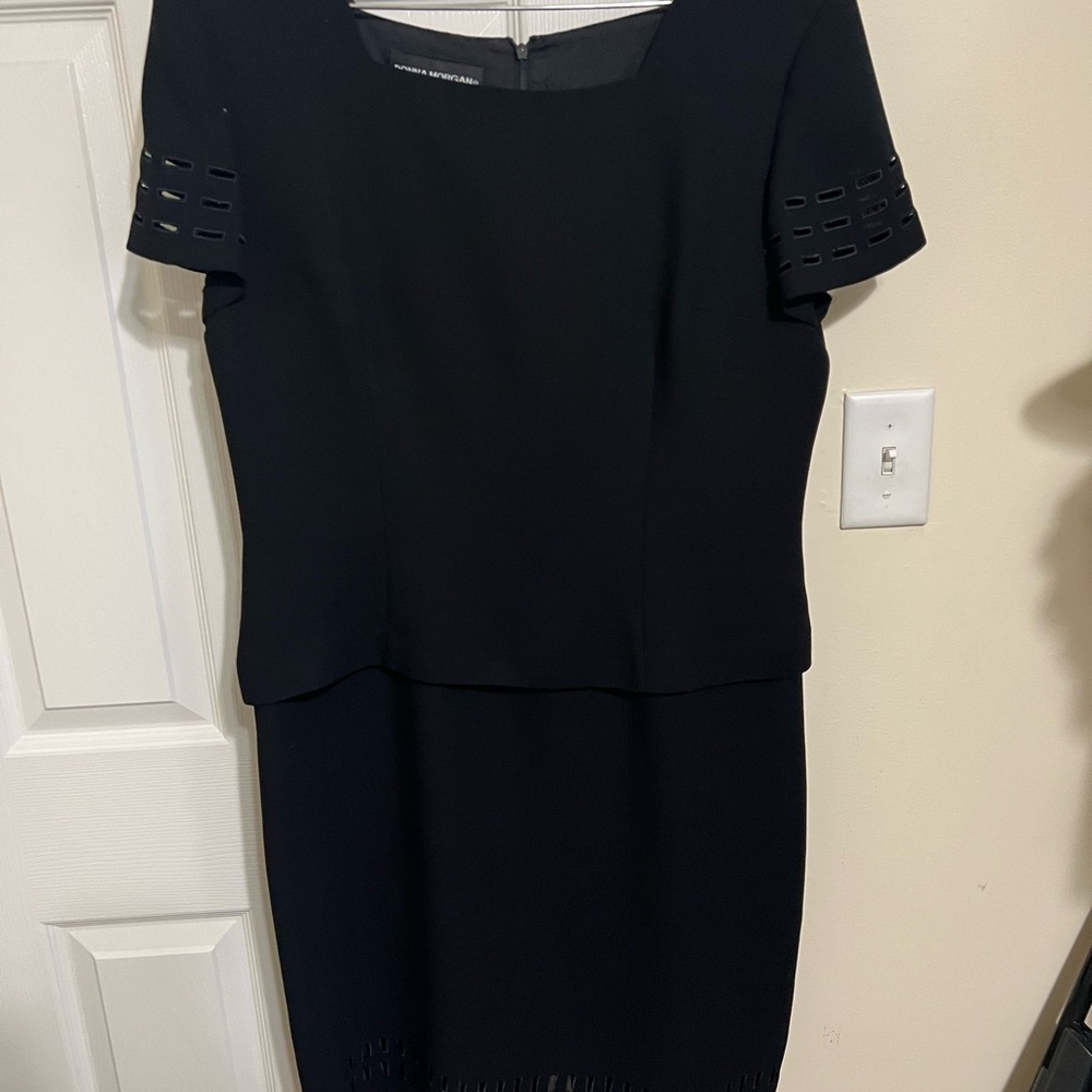 Jones New York Black Peplum Tiered Midi Dress